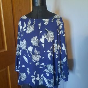 Apt. 9 Blue and White Floral Blouse